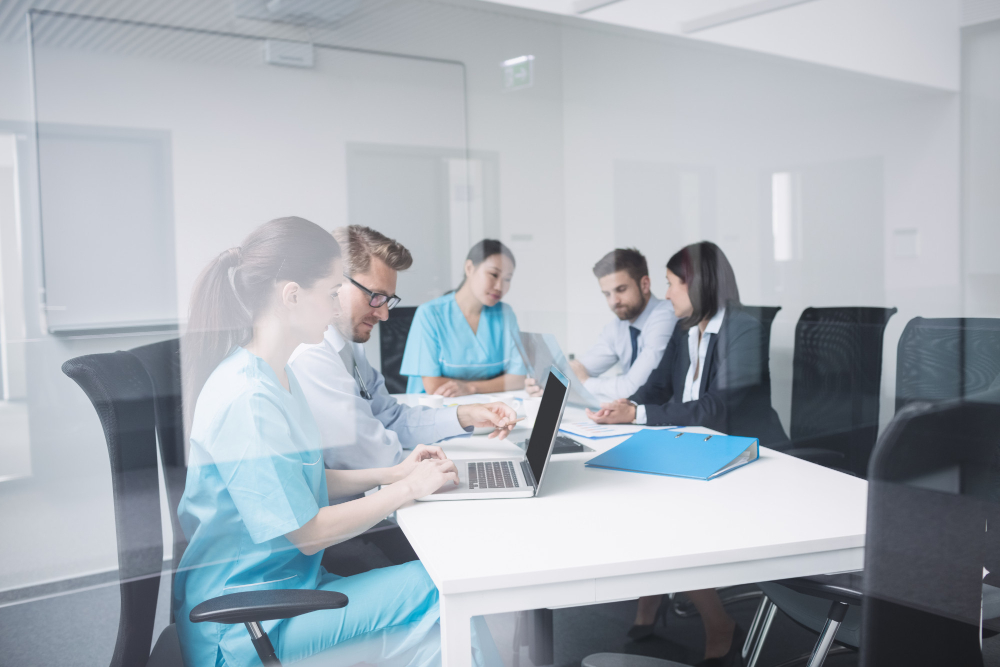 Group discussion in a professional setting.